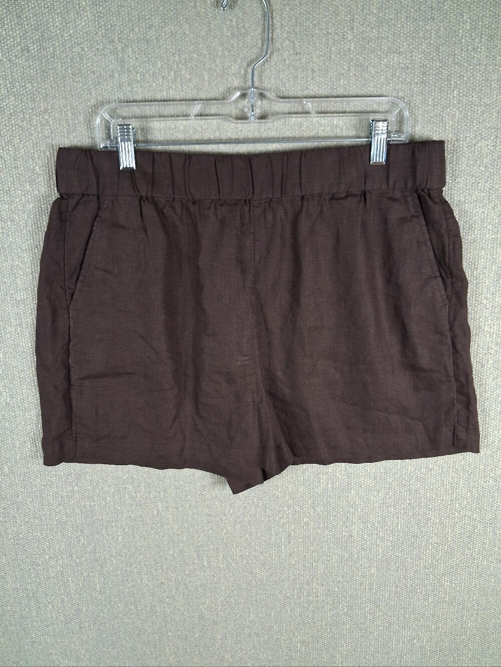 J. Crew Tropez Linen Shorts Womens Large Brown High Waist Casual Summer Travel